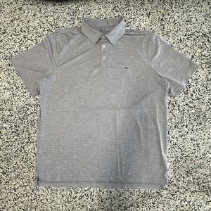 Vineyard Vines On The Go Sankaty Polo Shirt Mens XL Gray Striped Golf Stretch